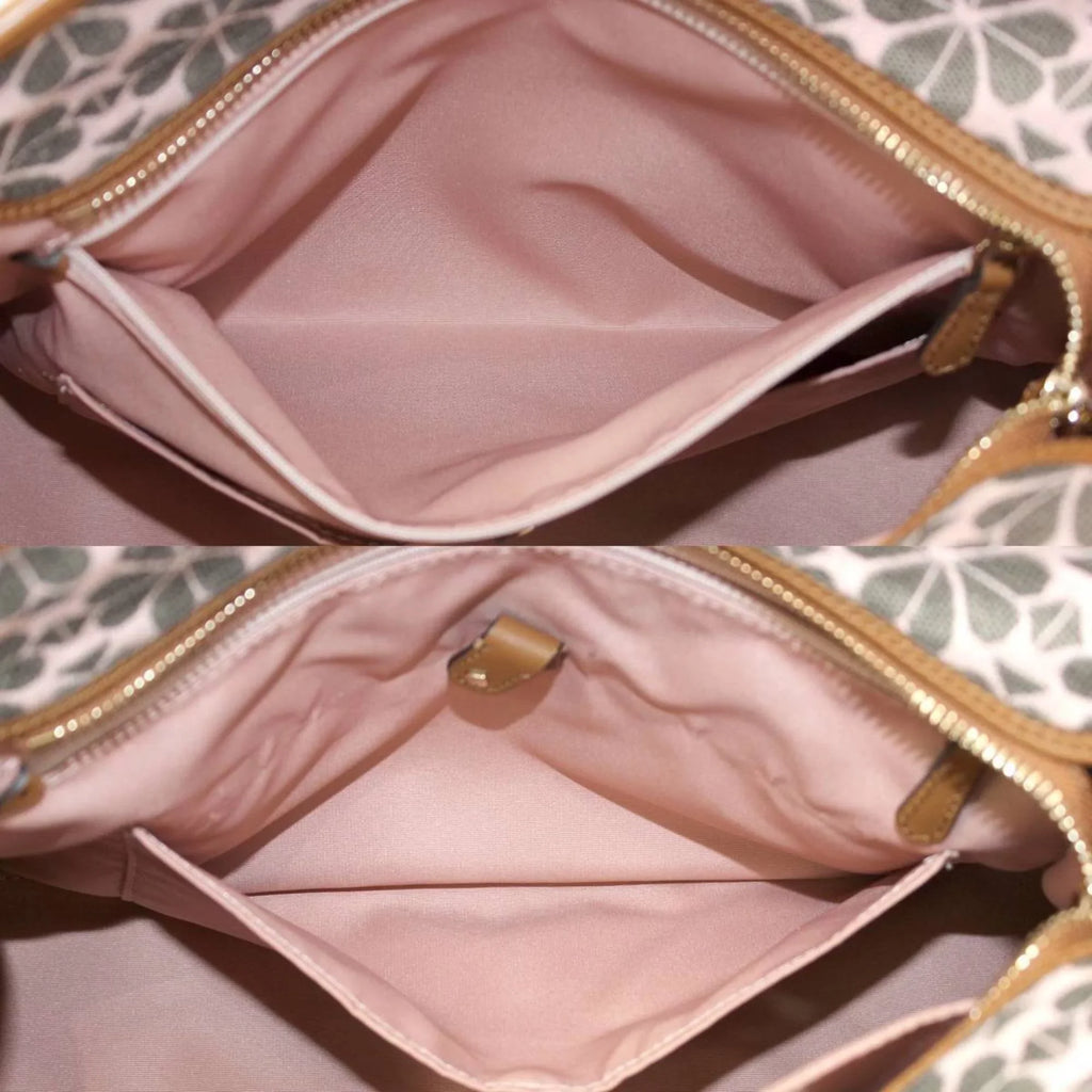 Pre-Owned Kate Spade spade flower collection tote bag shoulder jacquard leather pink x brown women's KS (Good)