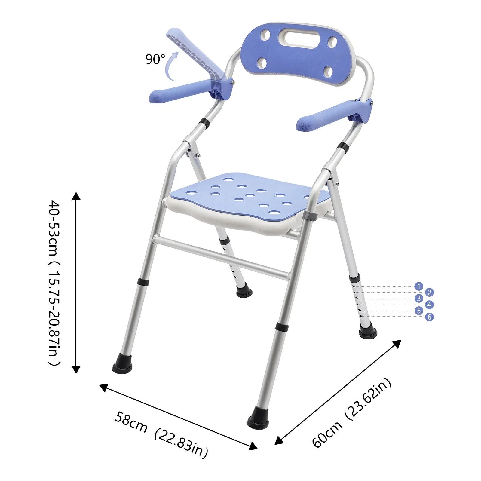 330lbs Folding Shower Chair Bench Bath Seats with Back & Arms Height Adjustable New