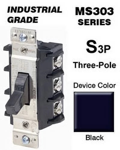 Leviton MS303-DS 30 Amp Three-Pole Motor Starter Switch Only - Black