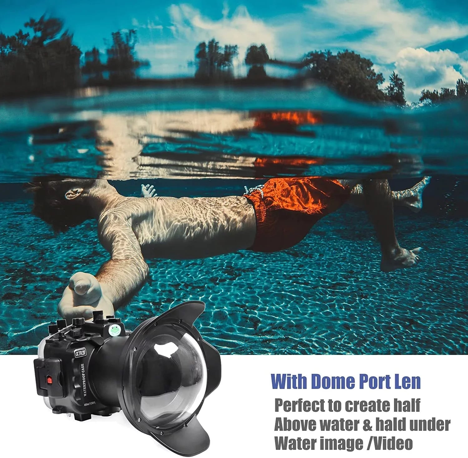 Seafrogs [40M/130FT] Underwater Housing Waterproof Case w/ 6 Inch Dome Port Kit for Sony A7R IV A7R4 ILCE-7R IV Matching with Sony FE 16-35mm F/4 28-70mm F3.5-5.6, 12-24mm F4 G Lens-Black