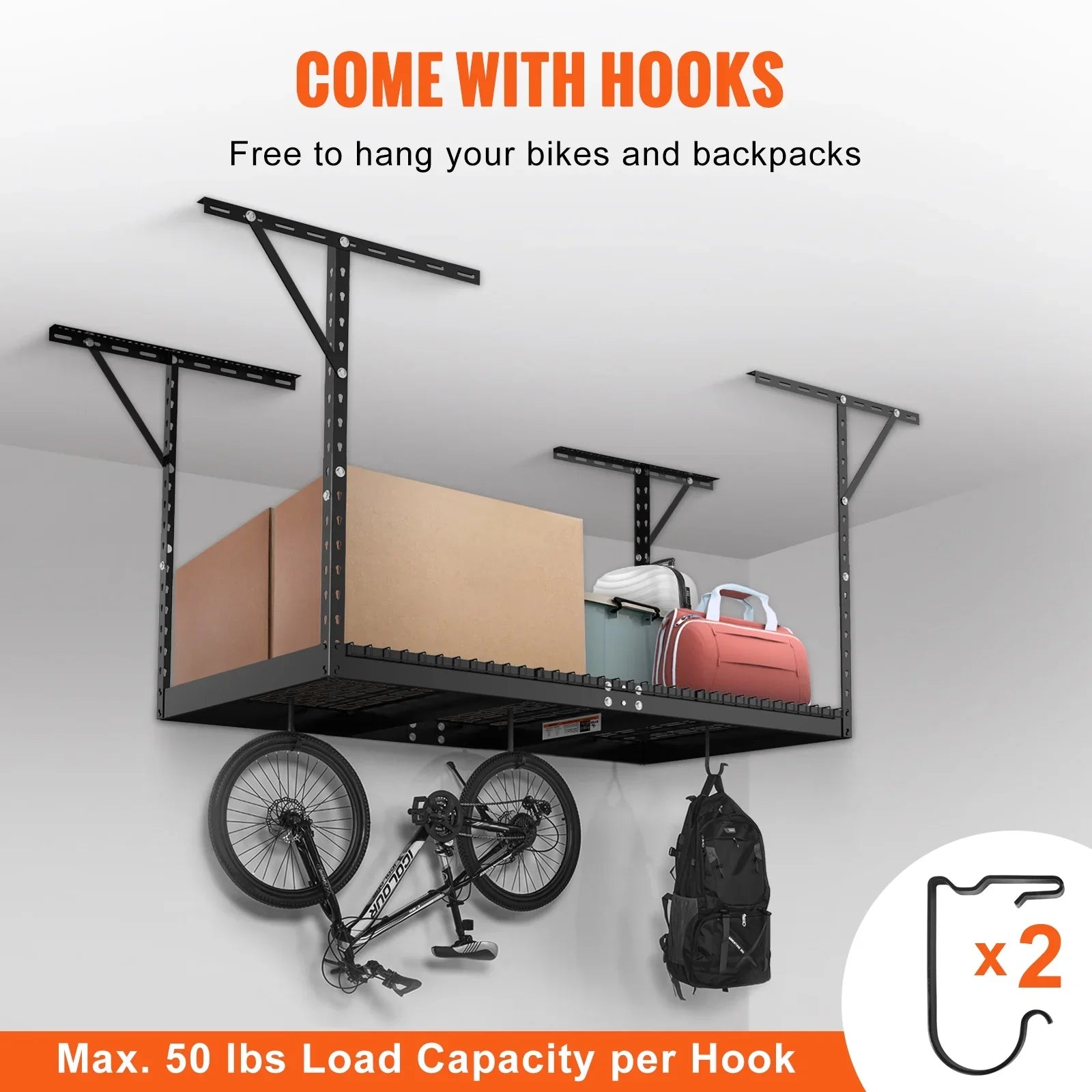 SKYSHALO Overhead Adjustable Garage Storage Rack 36x72" Ceiling Rack 550 lbs Black