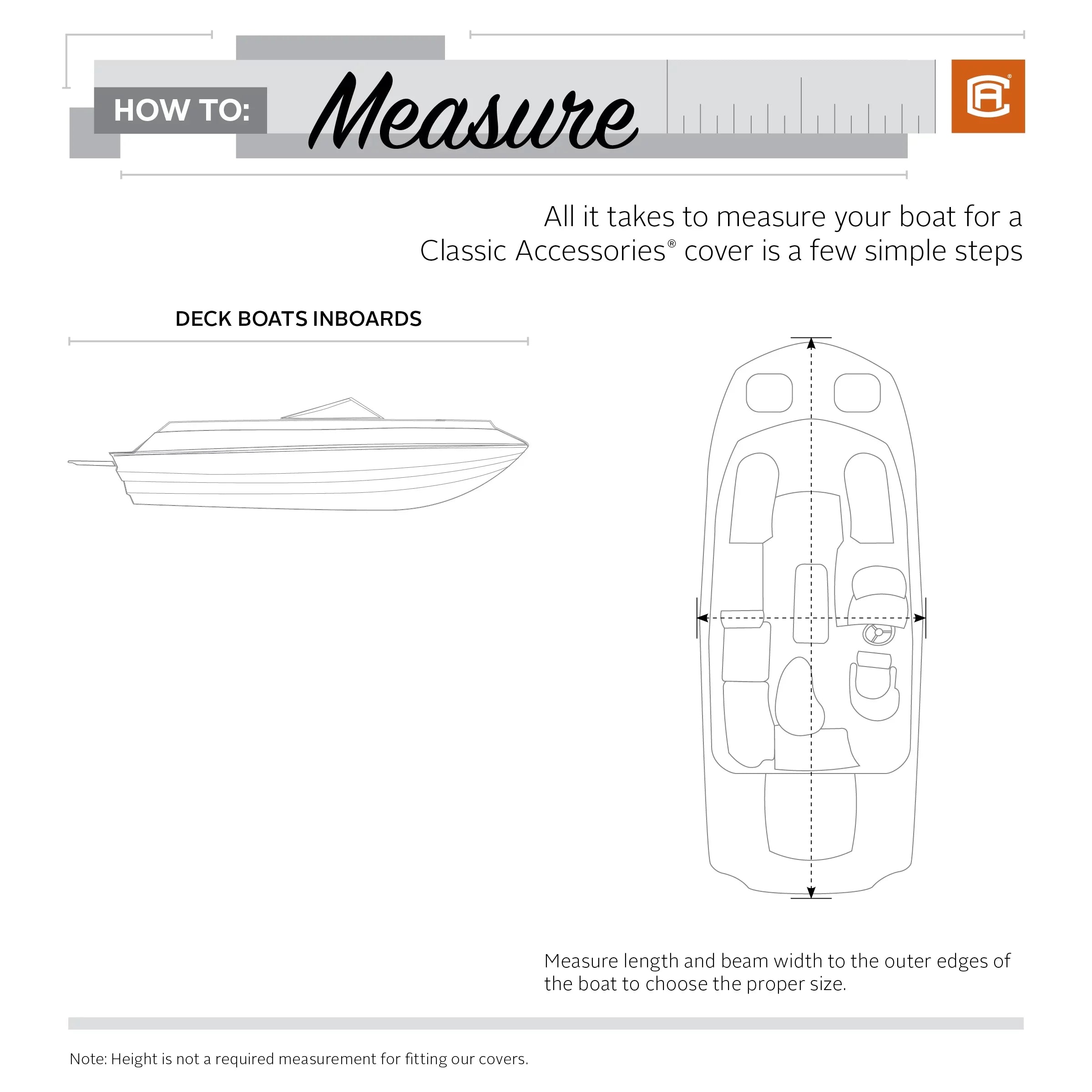 Classic Accessories StormPro Heavy-Duty Deck Vessel Protection Fits Vessel 20 ft - 22 ft long x 106 in wide