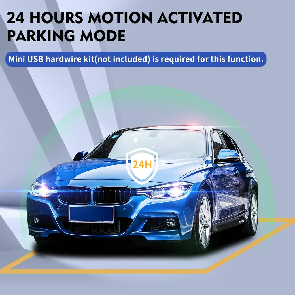 Abask J05 PRO DashCam 4K WiFi - Car Camera Front and Inside with Infrared Night Vision, 24H Parking Monitoring, Motion Sensor, 310° Wide Angle, G-Sensor, Loop Recording, HDR, Up to 128 GB