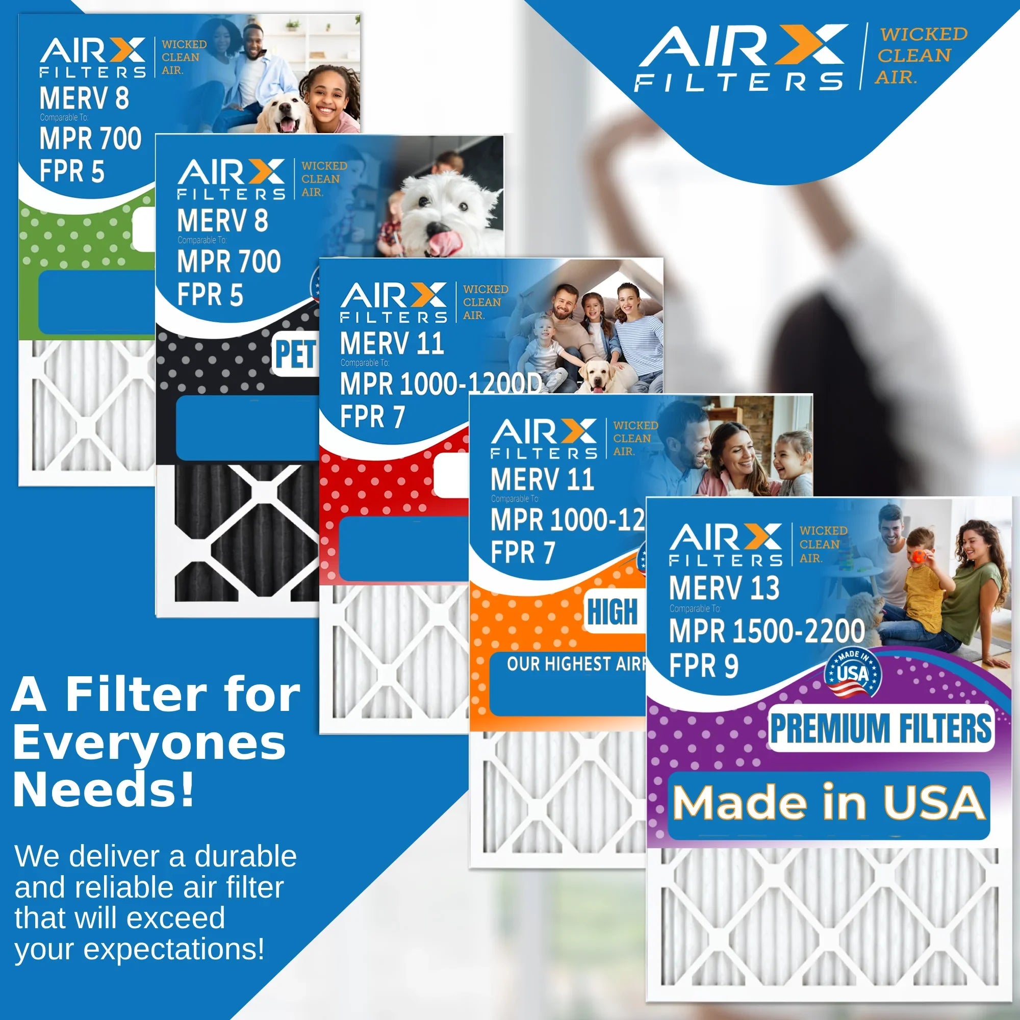 20x20x4 Air Filter MERV 11 Comparable to MPR 1000, MPR 1200 & FPR 7 Fitting with TopTech TT-FM-2020 Premium USA Made 20x20x4 Furnace Filter 2 Pack by AIRX FILTERS WICKED CLEAN AIR.
