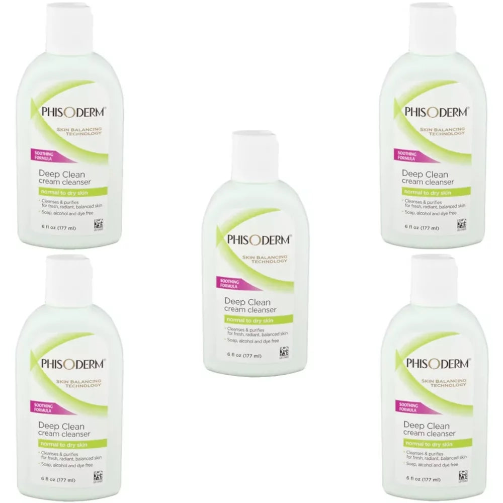 5 Pack Phisoderm Deep Clean Cream Cleanser Soothing Formula 6 Oz Each