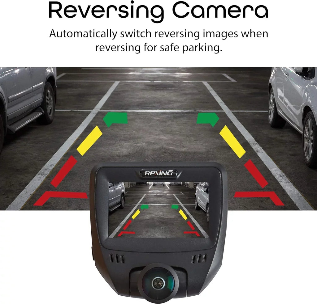 Open Box Rexing V360 360 Degree Wide Angle Dual Channel Dashboard Camera - Black