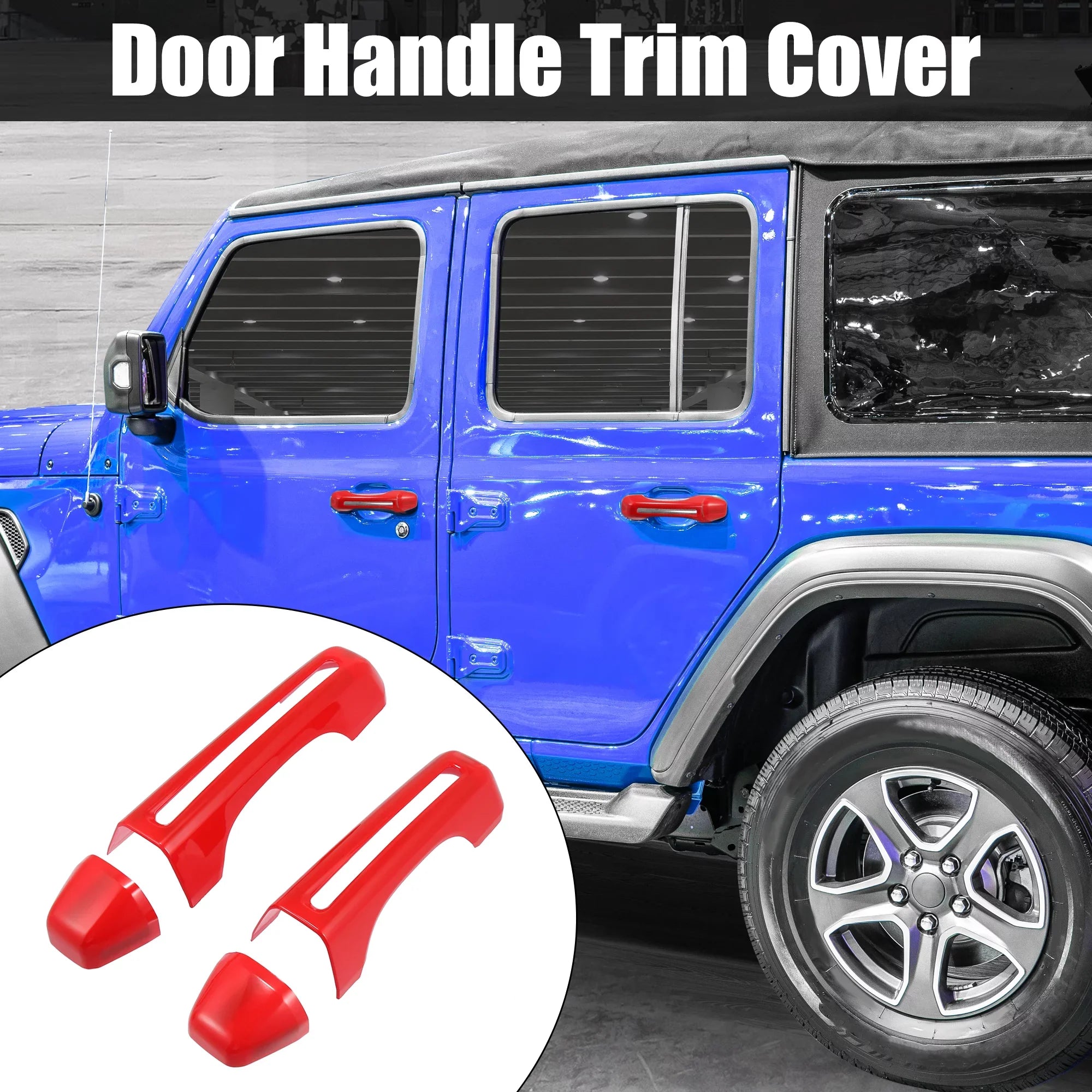 Red Door Handle Trim Wrap Kit and Tailgate Handle Coating for Jeep Wrangler JL JLU 2 & 4 Doors 2018-2021