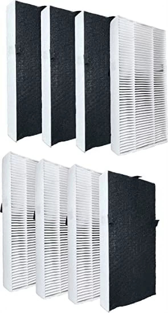 Nispira U Filter HRF201B Replacement 2-in-1 HEPA Activated Carbon For Honeywell Febreze Air Purifier FRF102B FRF101B | FHT190 FHT180 FHT170 HHT270 HHT290 | Removes Smoke, Pollen, Dust | 8 Packs