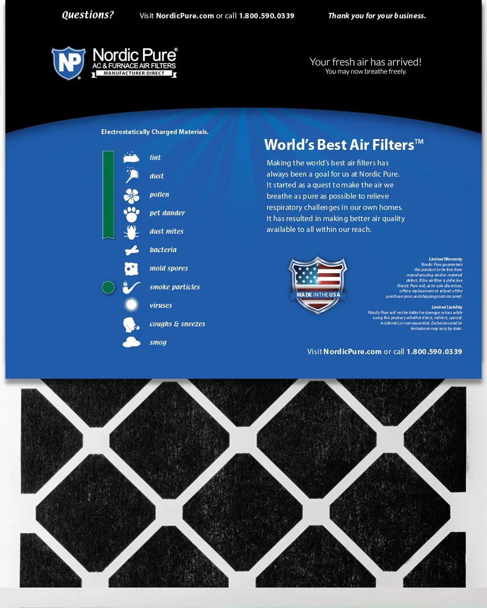 12x20x1 (11_1/2x19_1/2) Pure Green Plus Carbon Eco-Friendly Air Filters 3 Pack