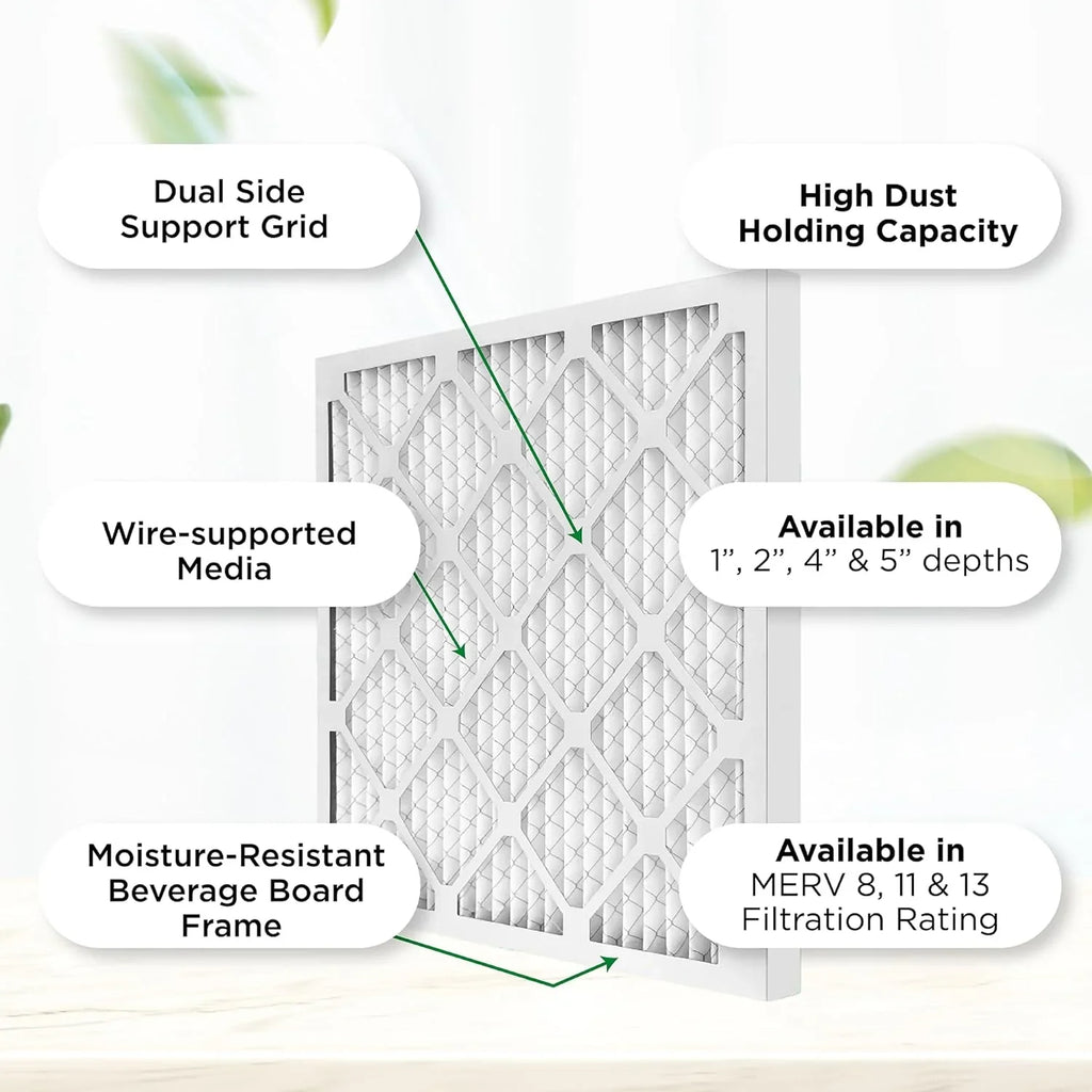24X24x4 MERV 8 Pleated HV Furne Air Filters. Case Of 6. Ext Size: 23-3/8 X 23-3/8 X 3-3/4