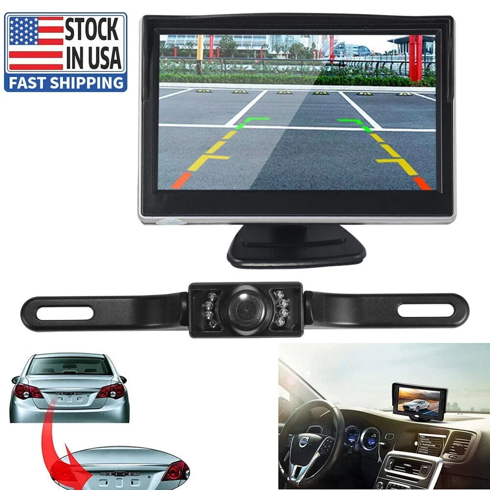 Paddsun Car Night Vision Backup Camera Kit 5" Wireless Monitor HD Rear View Waterproof
