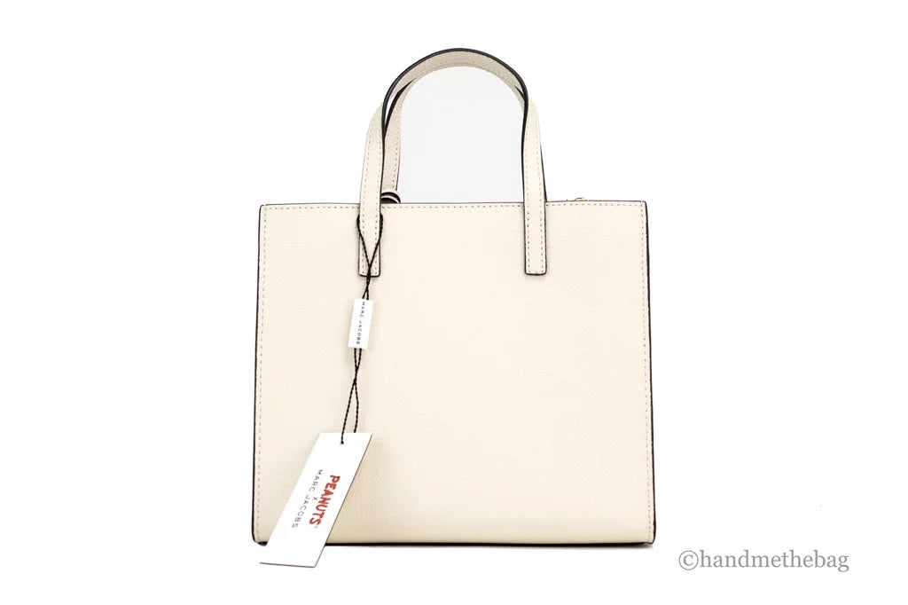 Marc Jacobs X Peanuts Grind Small Ivory Pebble Leather Tote Crossbody Bag