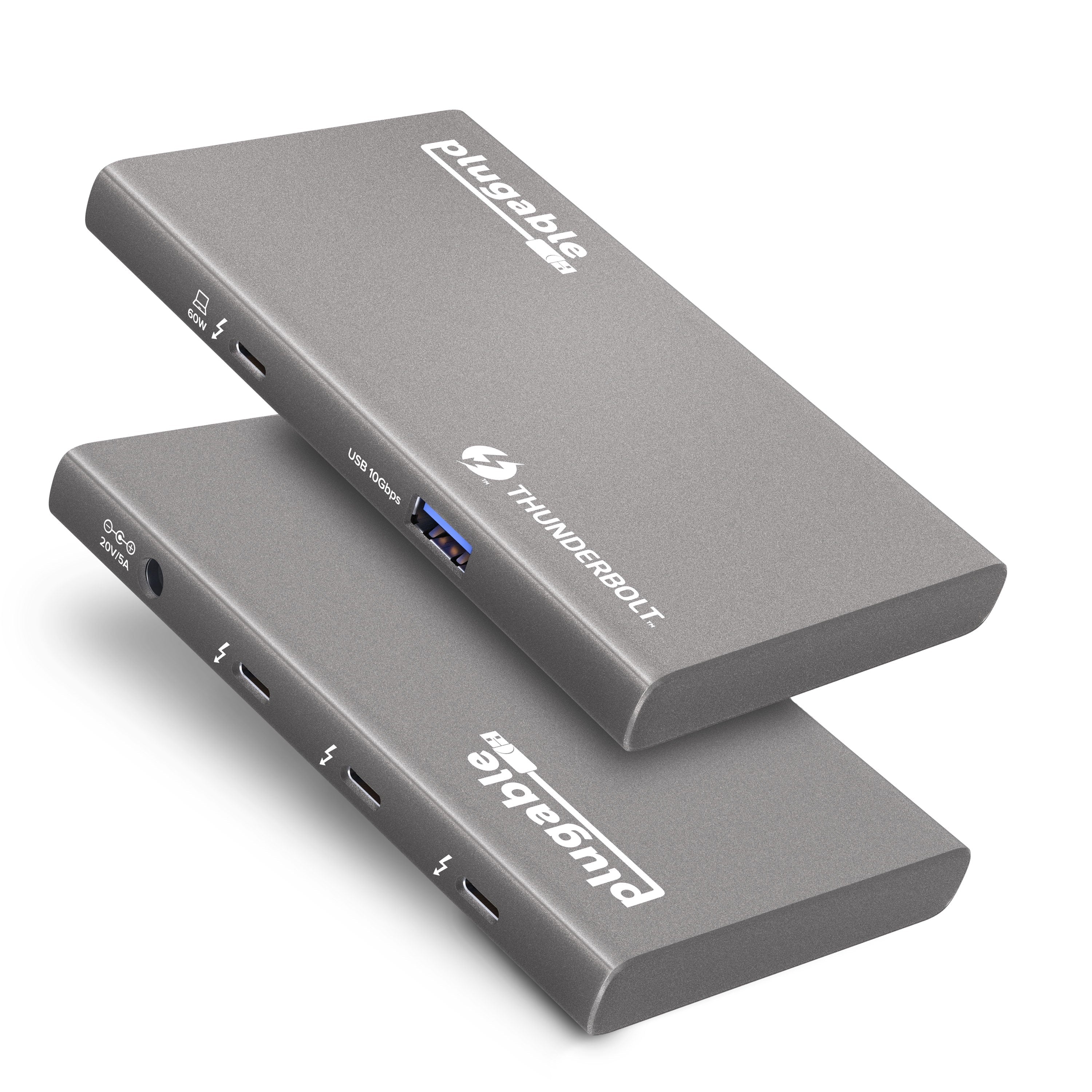 Plugable 5-in-1 Thunderbolt 4 Hub with 60W Charging, Single 8K or Dual 4K Display, Suitable with Thunderbolt USB4 Macs and Thunderbolt 4 / USB4 Windows (1x USB-C to HDMI Adapter)