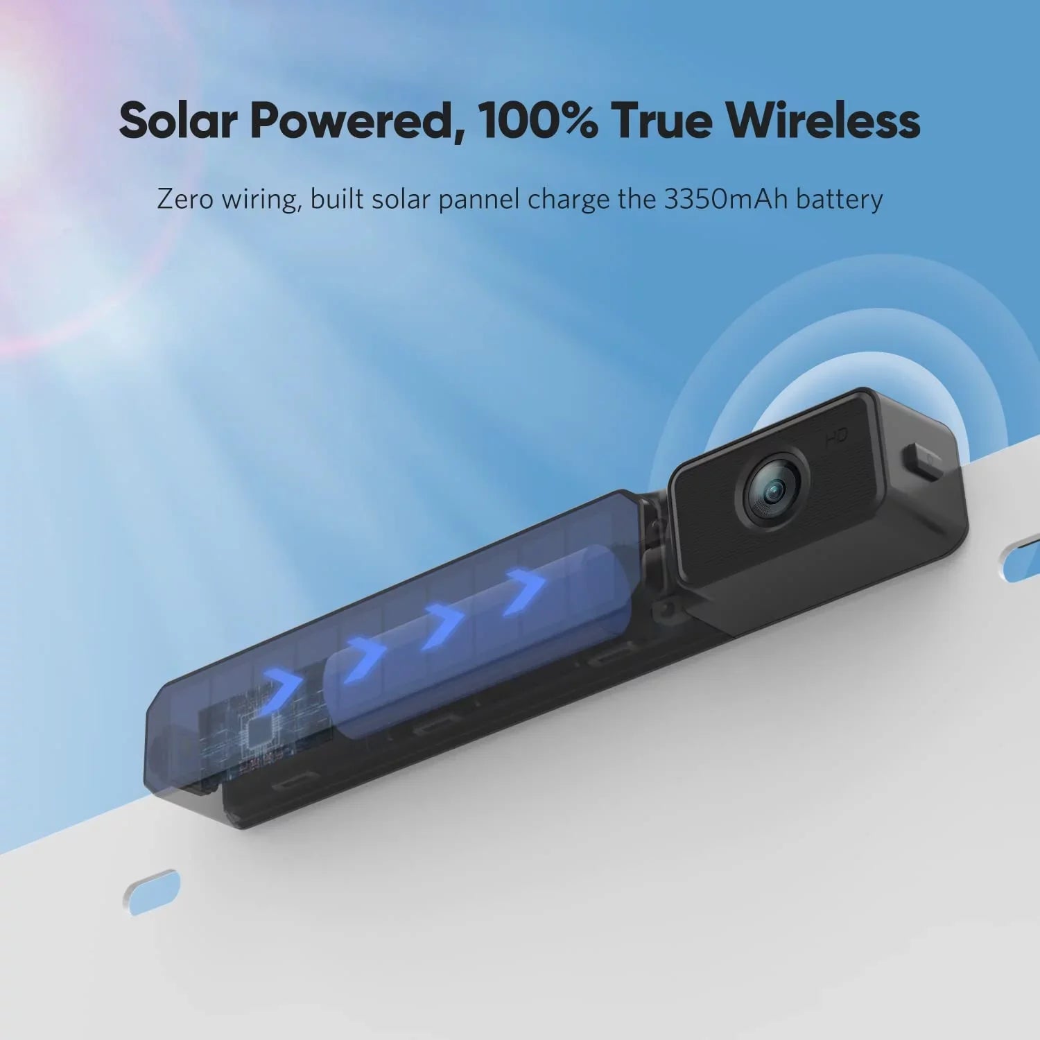 Solar Wireless Backup Camera System for Campervans, RV Digital Rear View Back Up Cameras 2 Channel Solar Charging Reverse Camera for Van Truck