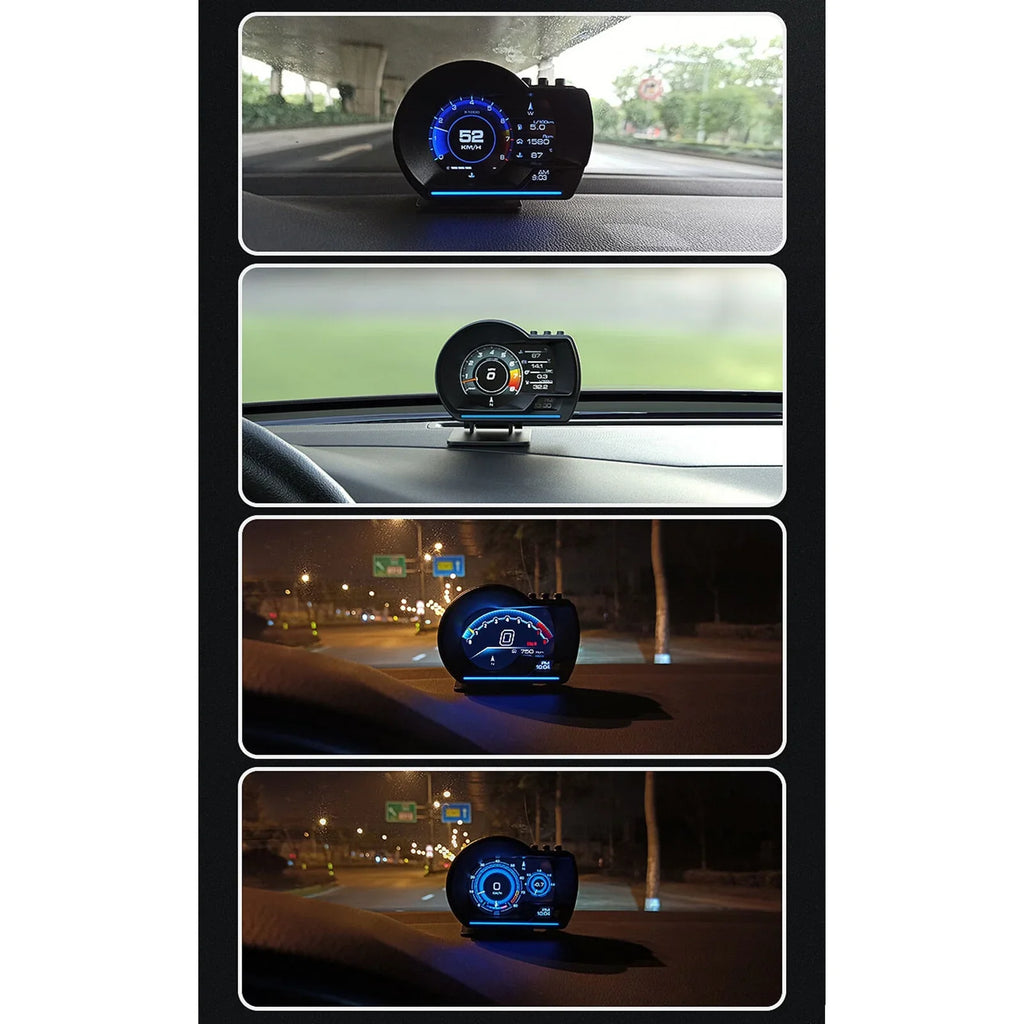 Car HUD Display, OBDⅡ+GPS Smart Gauge High Definition Speedometer Car Diagnostic Tool OBD Fault Code Elimination Safe Driving Computer Overspeed Fault Alarm for All Vehicles