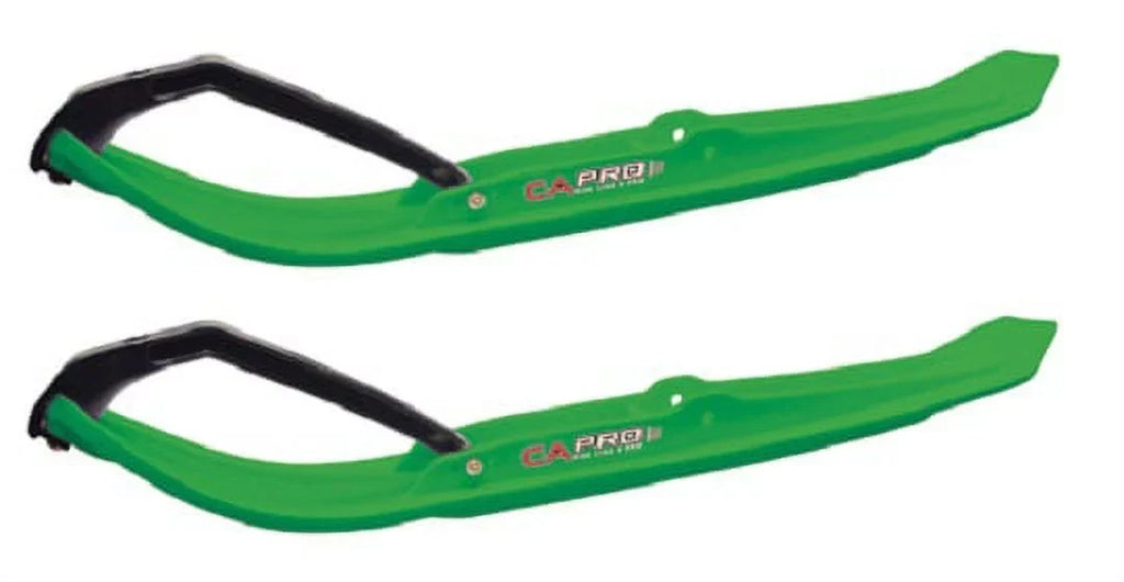 Pair of Green C&A Pro MTX 8" Snowmobile Mountain/Trail Skis W/Black C&A Loops