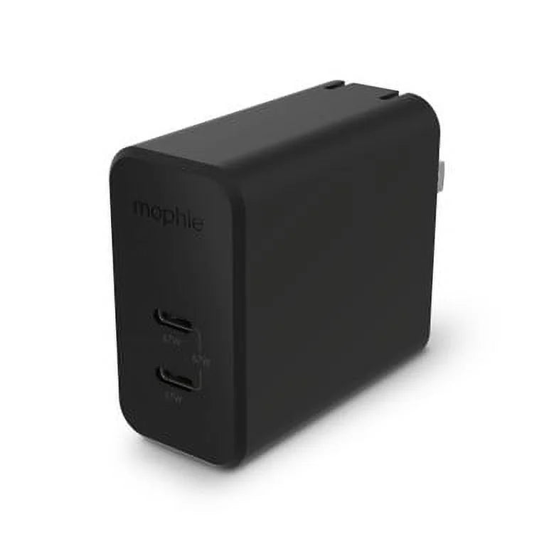 mophie USB C Charger GaN 67W, 3-Port Fast Compact Foldable Wall Charger for MacBook Pro/Air, iPad Pro, Galaxy S22/S21, HP Spectre, Note20/10+, iPhone 14/13/12 Pro, Pixel, and More - Black