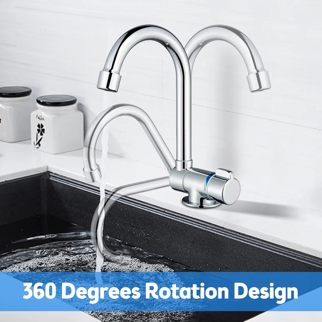 Walmeck Folding Kitchen Faucet Basin Mixer Tap with Water Supply Hoses for RV Yacht Basin