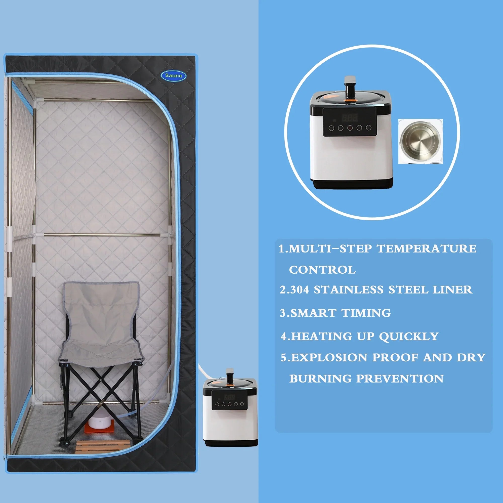 Cheelom Home Sauna，Portable Full Body Steam Sauna Tent Box Spa With Sauna black