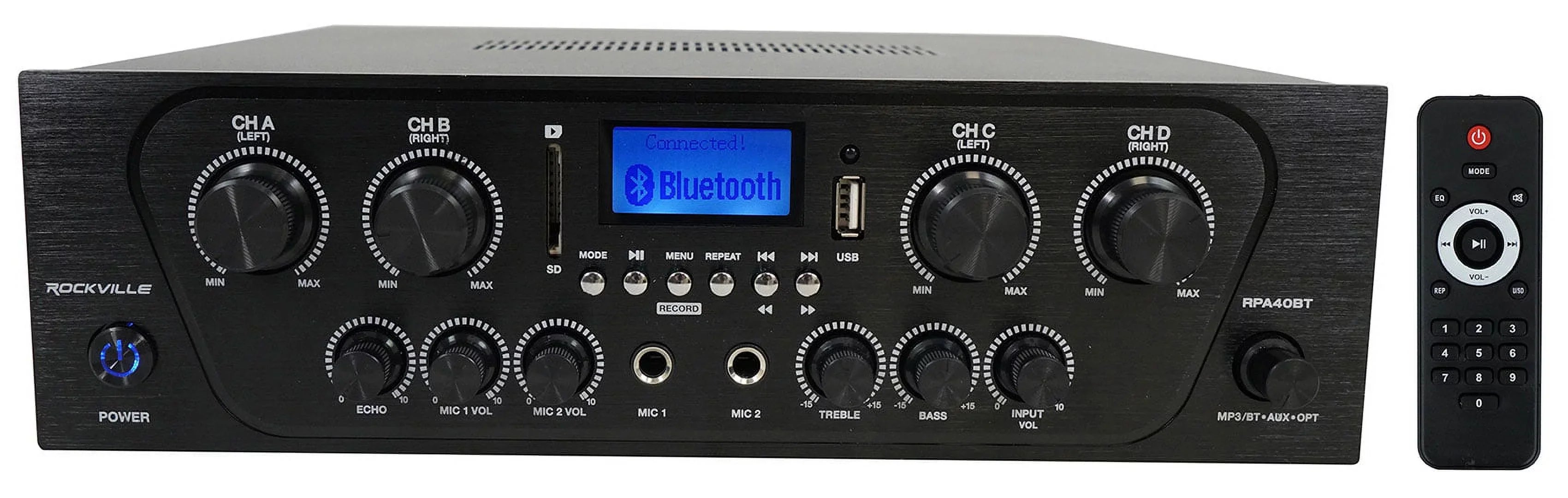 Rockville RPA40BT 4-Room/Zone Home Audio Kit w/Receiver+(8) In-Wall Speakers