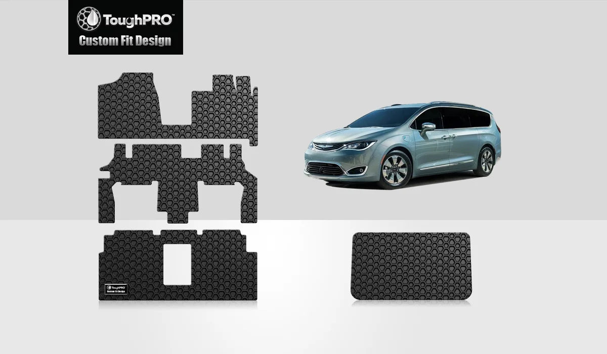 ToughPRO - Full Set with Cargo Mats Suitable with DODGE Grand Caravan - All Environment Heavy Duty (Made in USA) - Black Rubber - 2015
