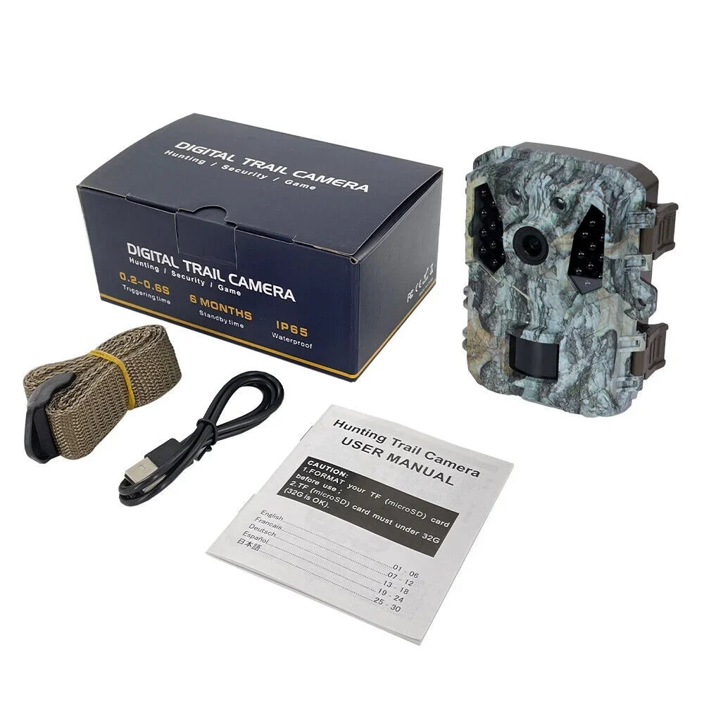 Mini 24MP Hunting Trail Camera Wildlife Waterproof Cam 1080P with Night Vision