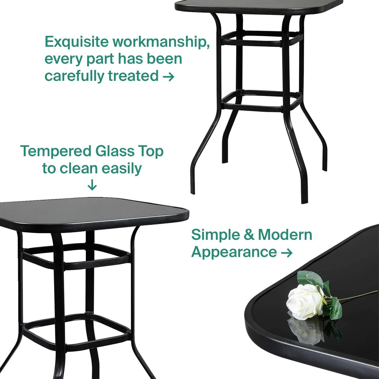 Ashlee Water Resistance Glass Bar Table With Metal Finish