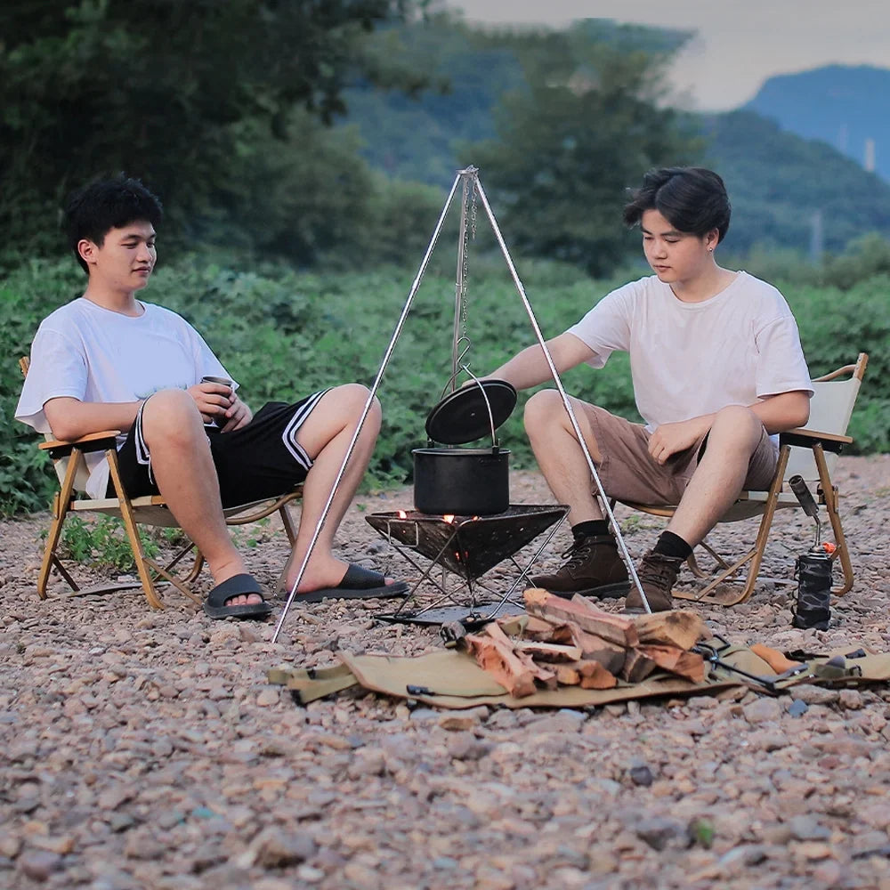 Dazzduo Tripod, Radirus Campfire Portable Outdoor Rack Camping Aibecy for - Folding Bracket Walmeck Tripod Aluminum Bonfire Stand BBQ Foldable BUZHI Detachable Hung Picnic and Pot Alloy Htovila
