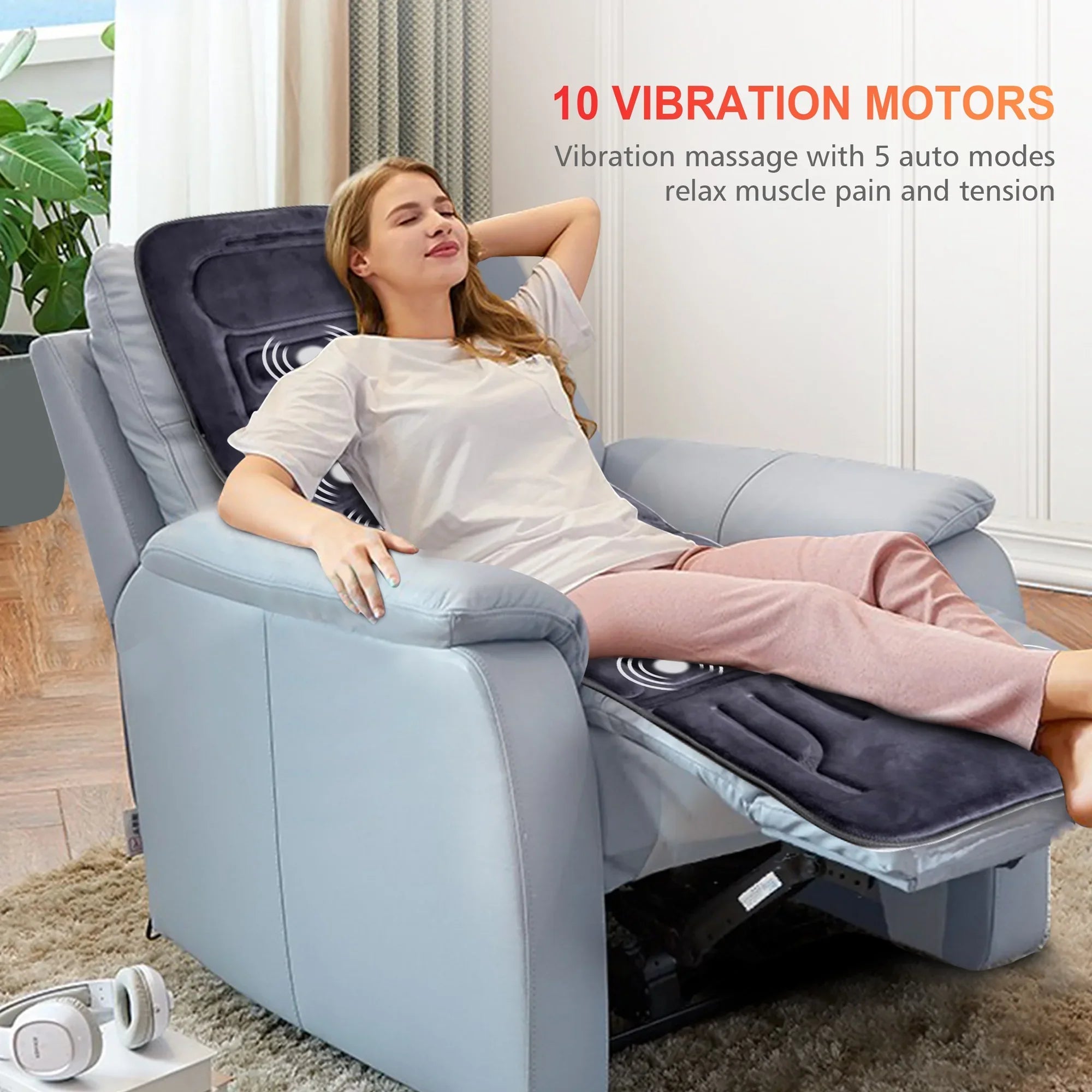 Comfier Full Body Seat Cushion Massager Mat with Heat Massage Chair Pad with 10 Vibration Motors & 2 Therapy Heating pad
