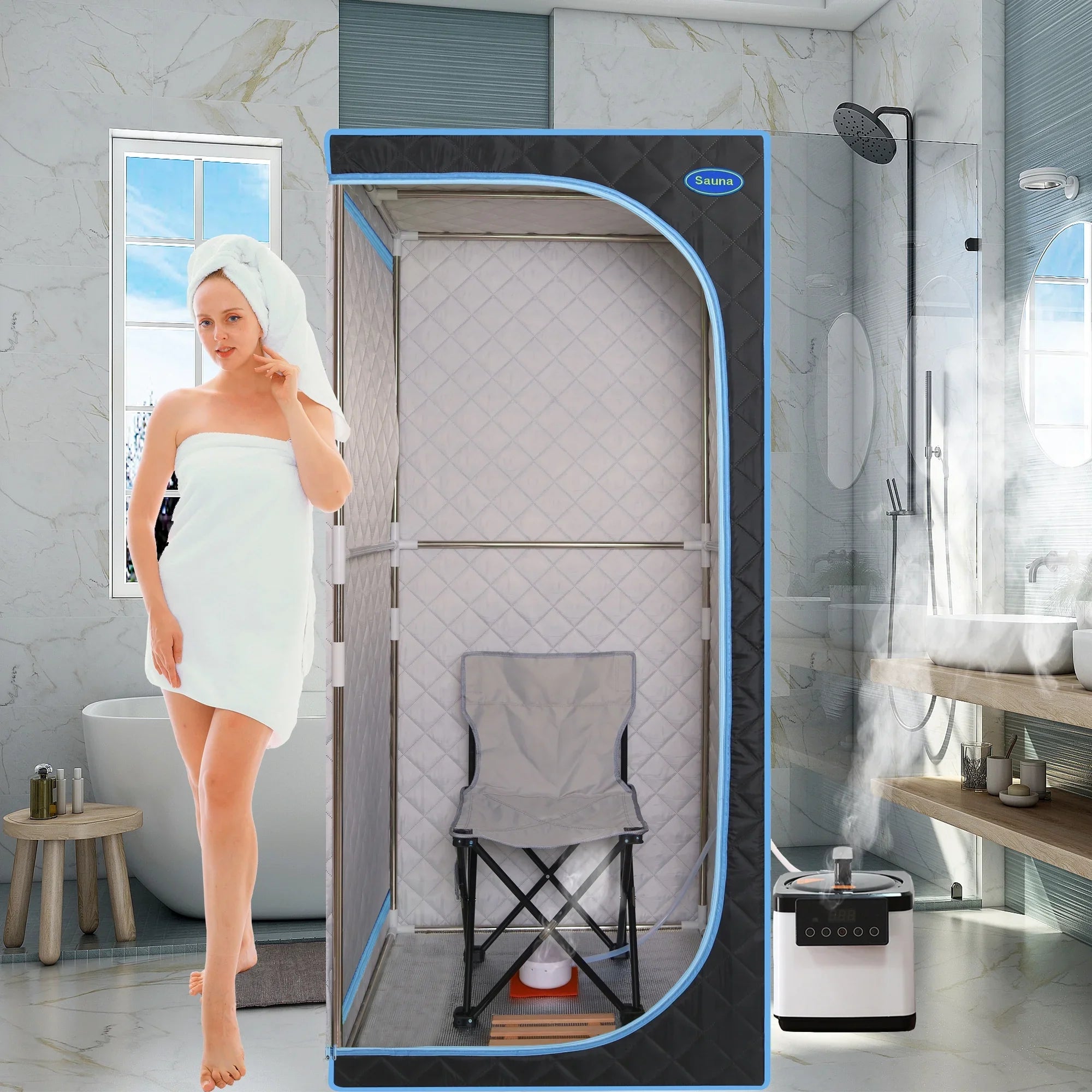 Cheelom Home Sauna，Portable Full Body Steam Sauna Tent Box Spa With Sauna black