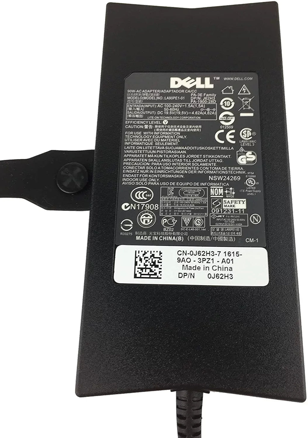 Charger Power Supply Cord 90W 19.5V 4.62A for , Inspiron 1520 1521 1525 1526 1545 1564, Studio 1537 1555 1735 1737 and Vostro 3460 3560 1540 3750 (Original PA-3E Adapter)