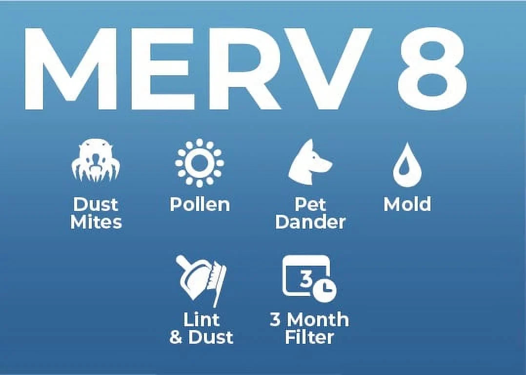 16x25x1 MERV 8 ( MPR 600, FPR 5-6 ) 1" Air Filters for AC & Furnace. 4 Pack. Exact Size: 15-1/2 x 24-1/2 x 3/4