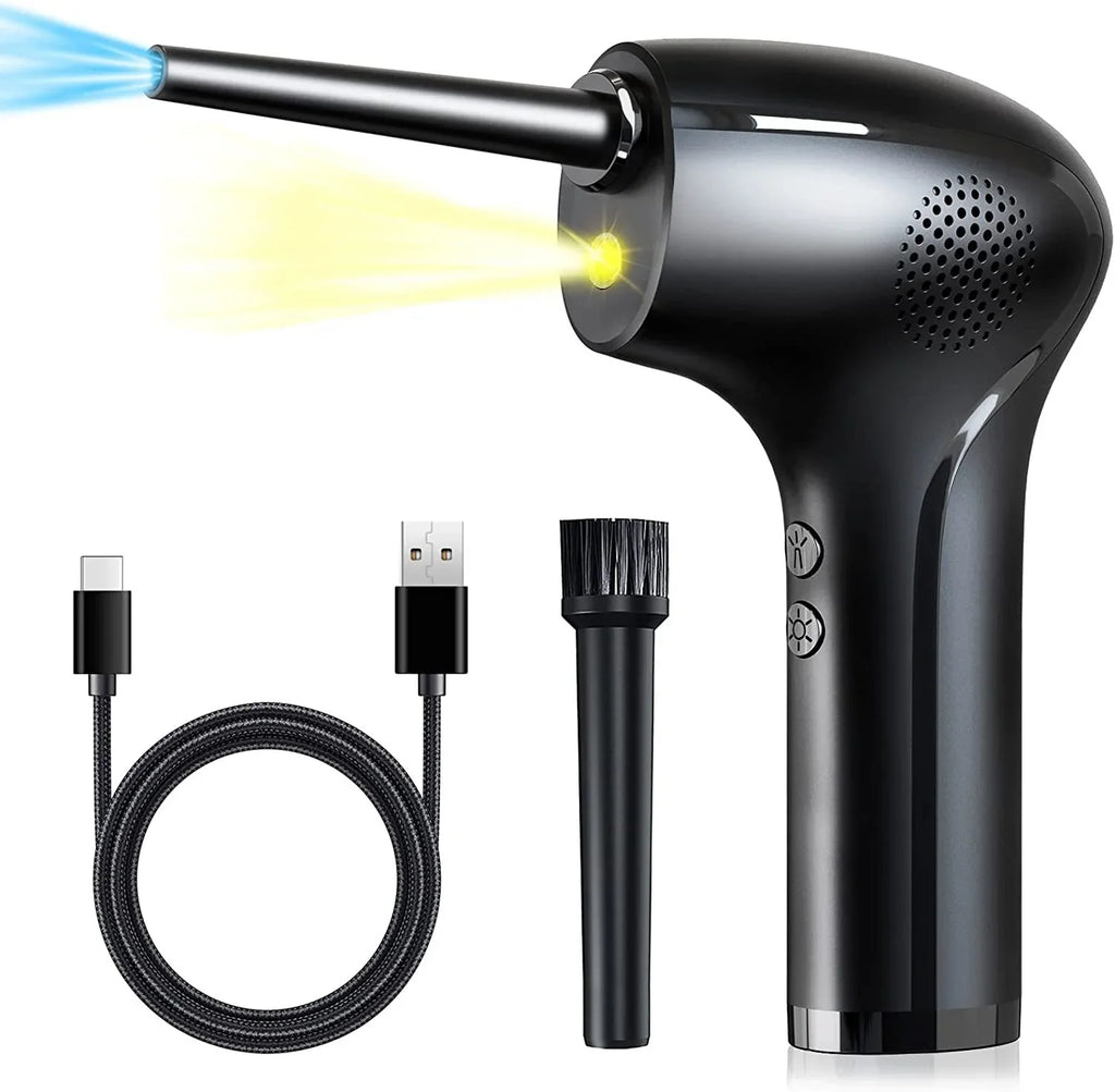 NIFFPD Compressed Air Duster - 2-Speed Adjust, Reusable, 45000RPM Blower Keyboard Cleaner Kit with 6000mAh and 10W Fast Charging - Effective Replacement for Canned Air