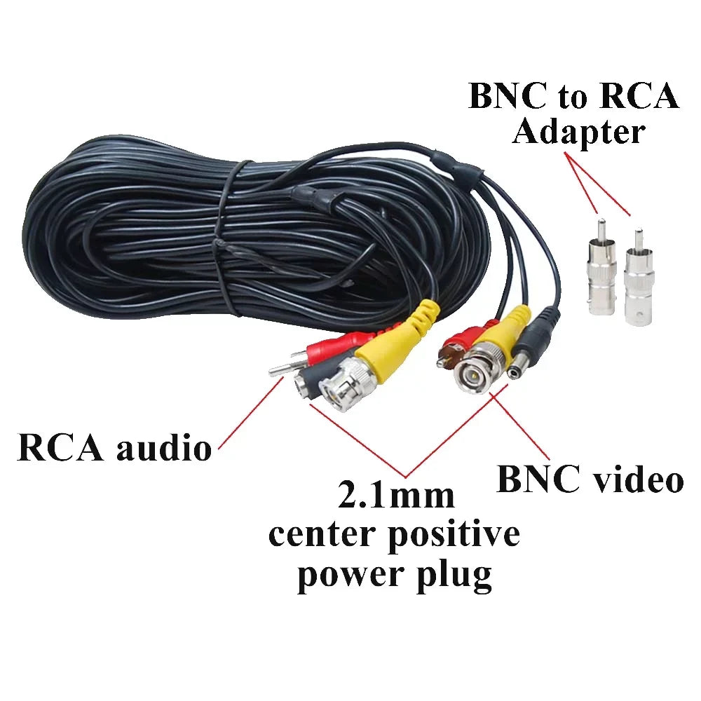 VideoSecu 4x 50ft Security Camera Audio Video Power Cable BNC RCA Connector Wire Cord for CCTV Surveillance Camera with 4CH 12V DC Power b4k
