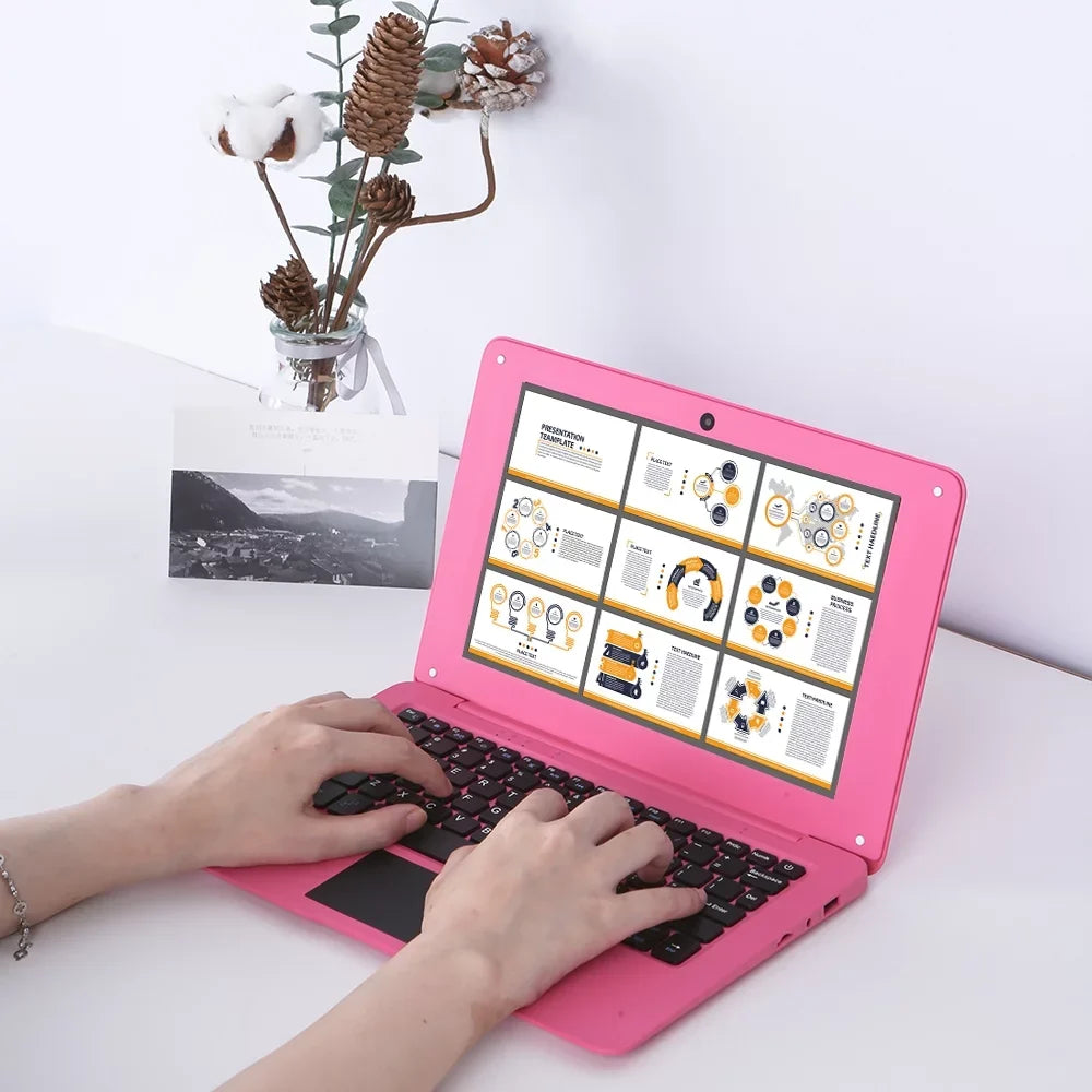 Tomshine Portable Windows 10 10.1inch Netbook Support TF card with Quad Core Processor/ 2GB+64GB/ Wi-Fi/ BT/ HD Pink Plug