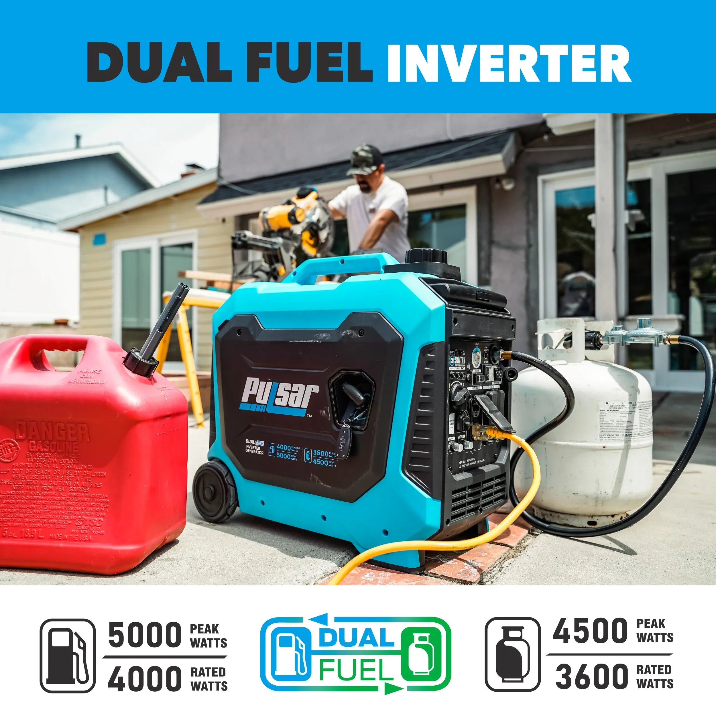 Pulsar 5000-Watt Dual Fuel RV Ready Inverter Generator with Remote Start and CO Sentry