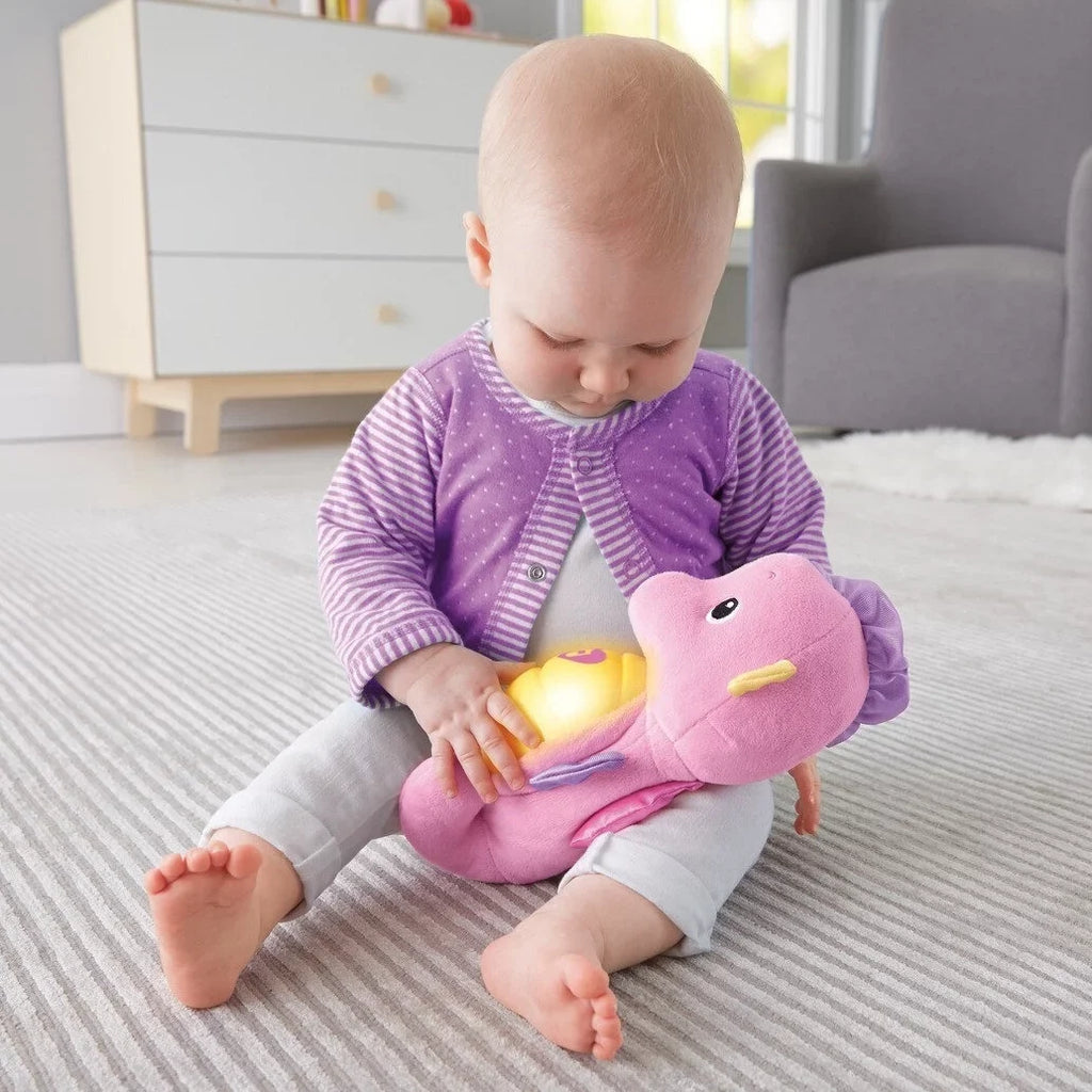 Fisher-Price Soothe & Glow Seahorse, Pink Plush Toy with Music, Ocean Sounds and Lights for Baby