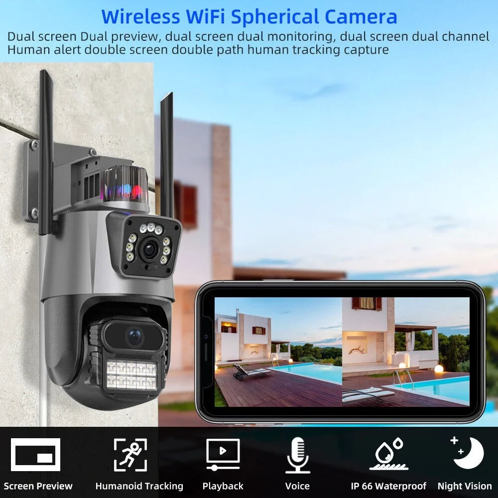 IP66 Outdoor Waterproof Camera Real-time Two-Way Audio Enhanced Dual Antenna TF Card Slot 1080P HD