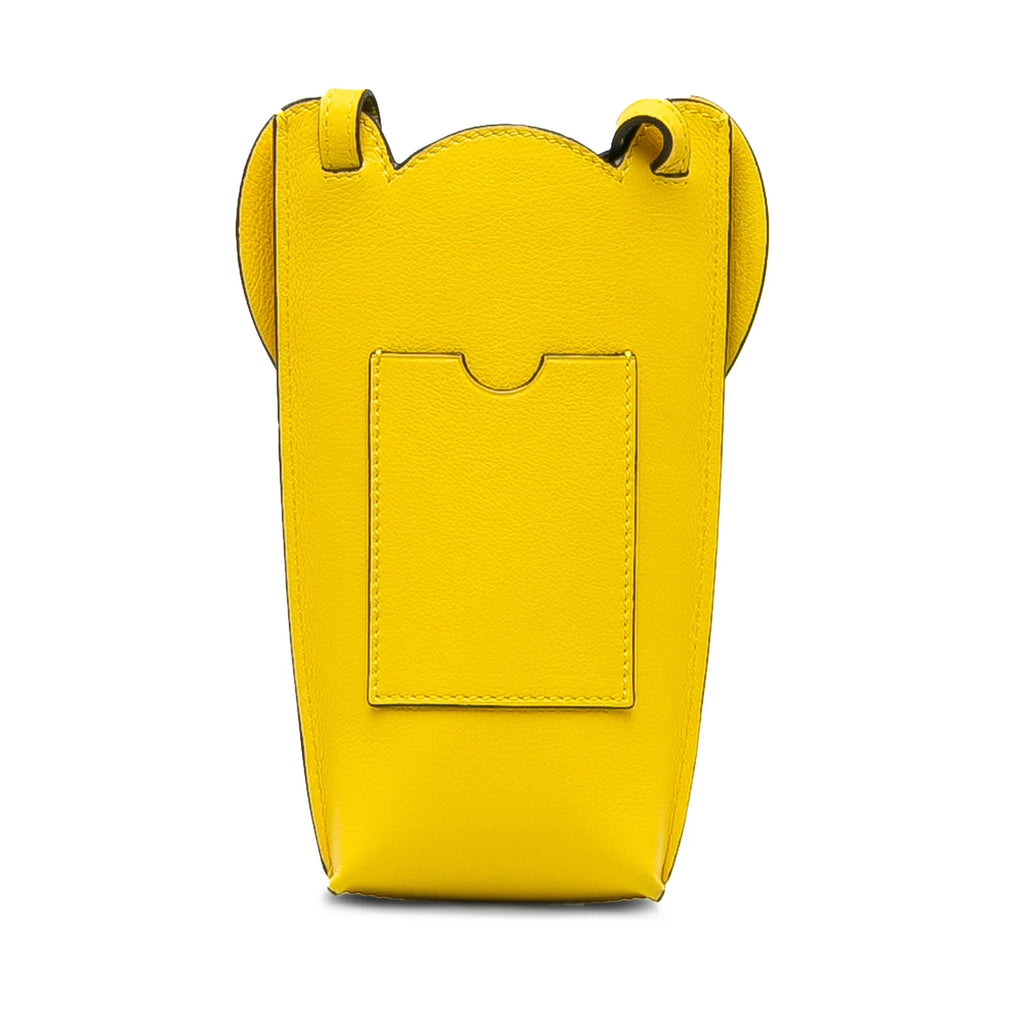 Pre-Owned Authenticated LOEWE Elephant Pocket Crossbody Bag Calf Leather Yellow Unisex (Good)