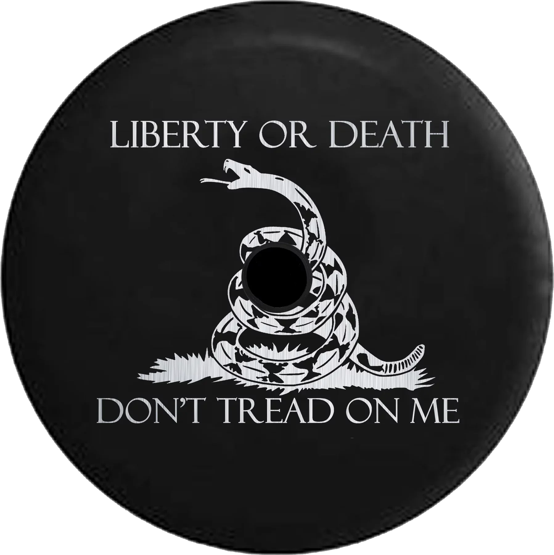 2018 2019 Wrangler JL Backup Camera Liberty or Death Don't Tread on Me Snake Brushed Steel Spare Tire Protection for Jeep RV 32 Inch