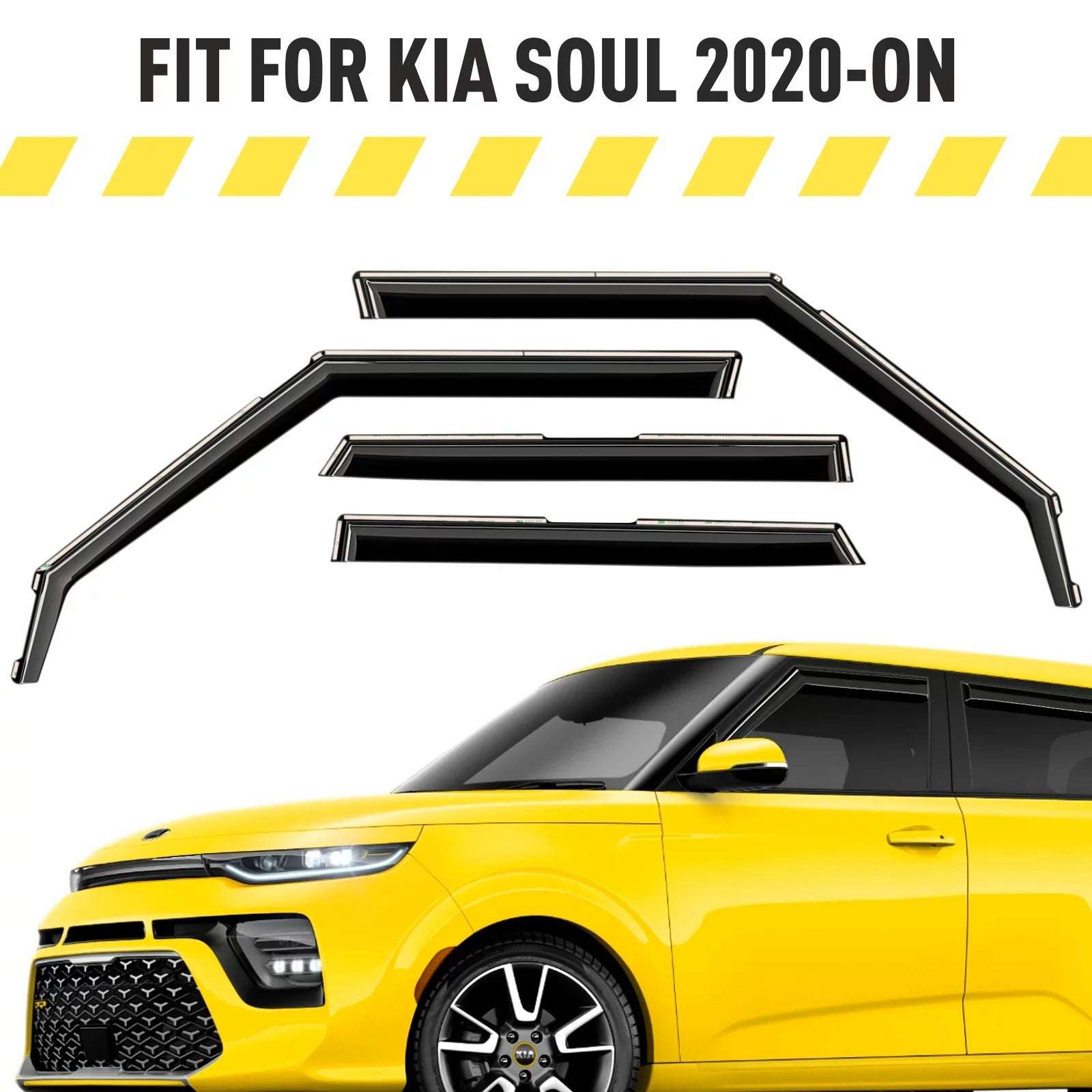 AEROGUYS in-Channel Window Deflectors Extra Long-lasting Window Visors Rain Guards Fit for Kia Soul 2020-2024, Sun Visors, Wind Vent Visors, Car Accessories- 4pcs. AG0284