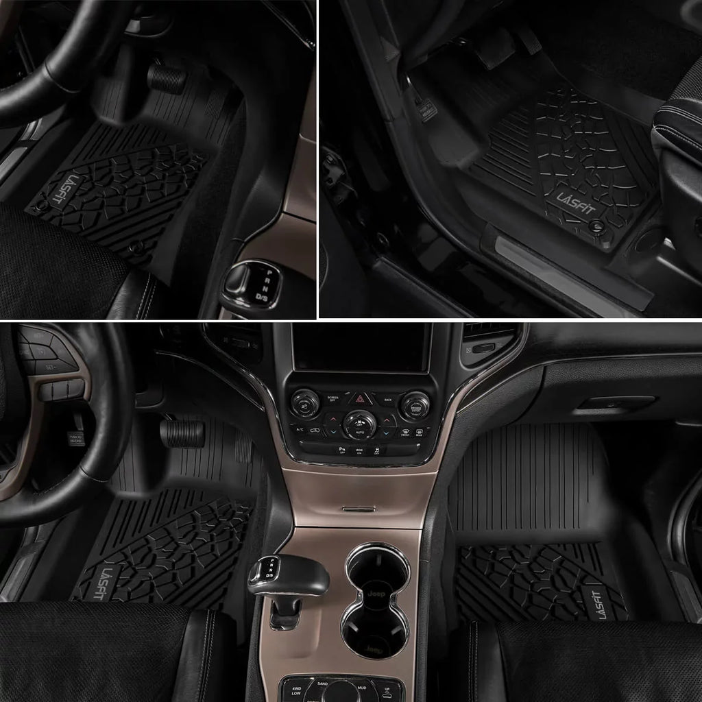 Lasfit Floor Liners for 2013- 2015 Jeep Grand Cherokee （Fit Bench Seating ONLY）,for 2013-2021 Dodge Durango (Fit Bench Seating on 2nd Row only),All Condition Fit TPE Floor Mats Set
