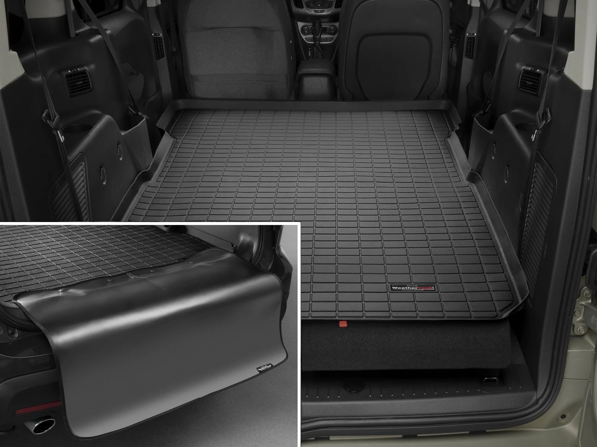 Climate Cargo Trunk Liner with Bumper Protector Suitable with 2014-2023 Ford Transit Connect - Behind 1st Row Seating With Bumper Protector, Black