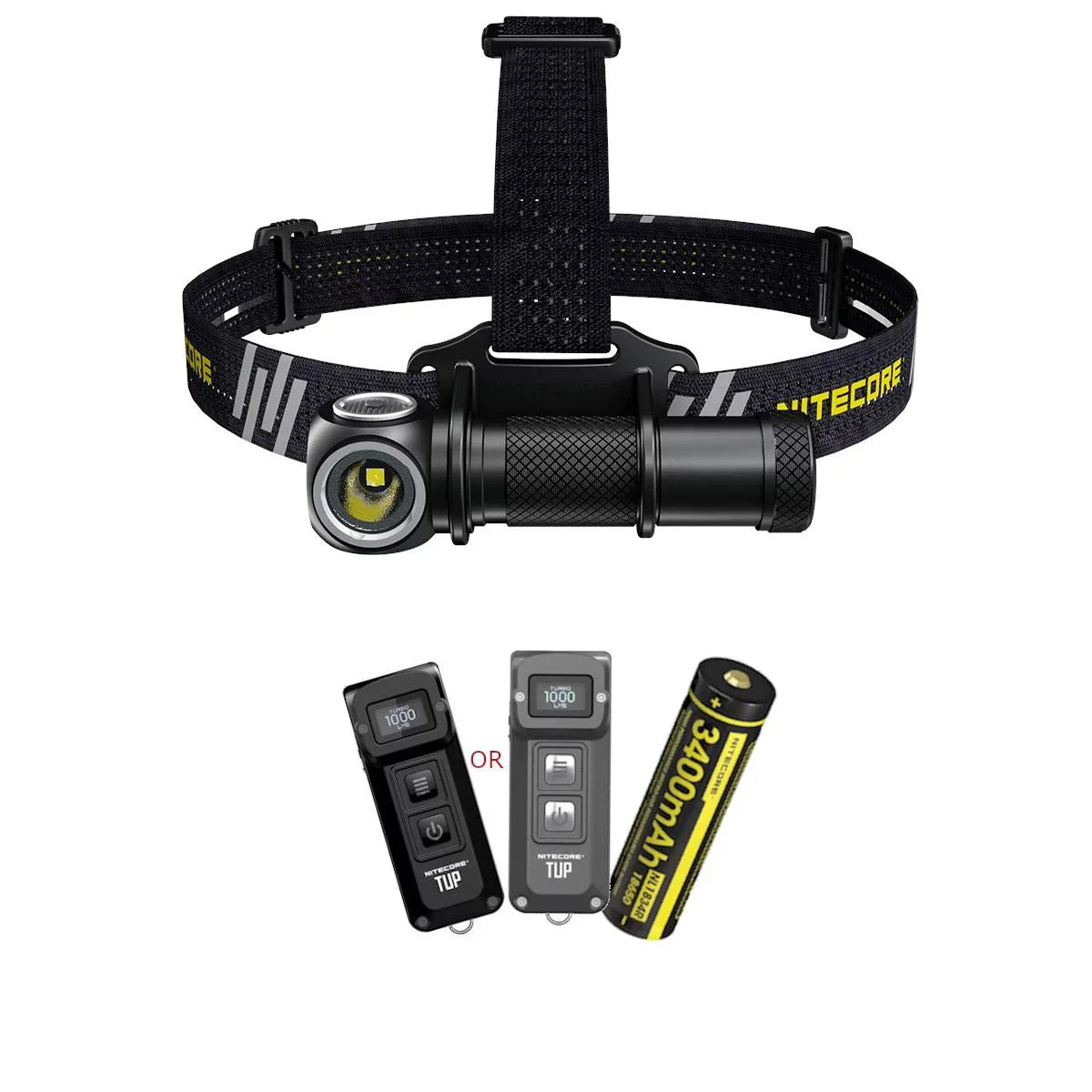 Value Bundle: Nitecore UT32 Dual Emitter Headlamp - (5700K,Cool White) - (3000K,Warm White) with 1x NL1834R USB Rechargeable Battery and TUP Rechargeable ligent Pocket Light (Black or Gray)