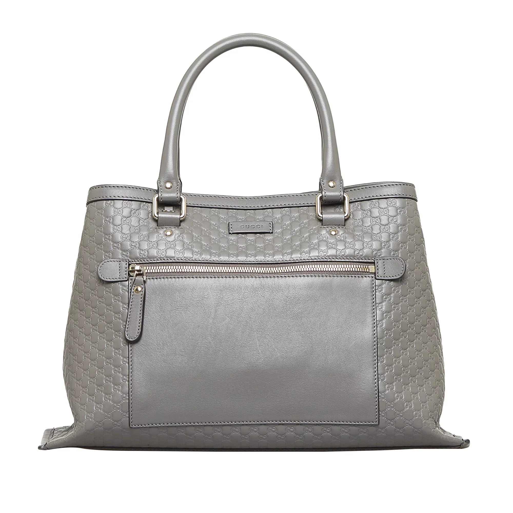 Pre-Owned Authenticated Gucci Microguccissima Satchel Calf Leather Gray Unisex (Good)