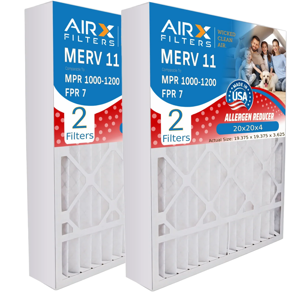 20x20x4 Air Filter MERV 11 Comparable to MPR 1000, MPR 1200 & FPR 7 Fitting with TopTech TT-FM-2020 Premium USA Made 20x20x4 Furnace Filter 2 Pack by AIRX FILTERS WICKED CLEAN AIR.