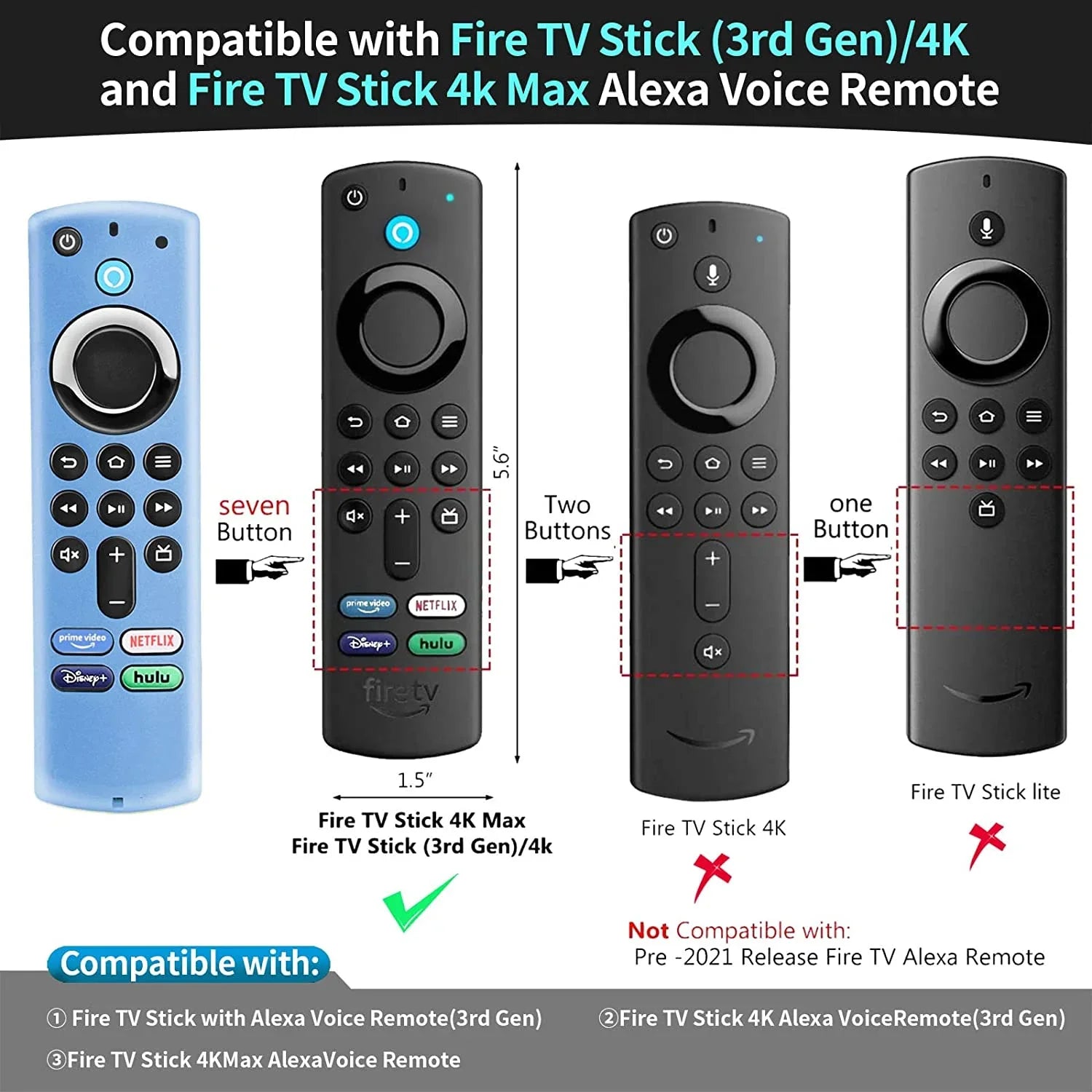 [3 Pack] Amazon Firestik Remote Protection Gen 4k/4k Max Glowing Firetv Protection with Alexa Voice Remote Case Upgrade