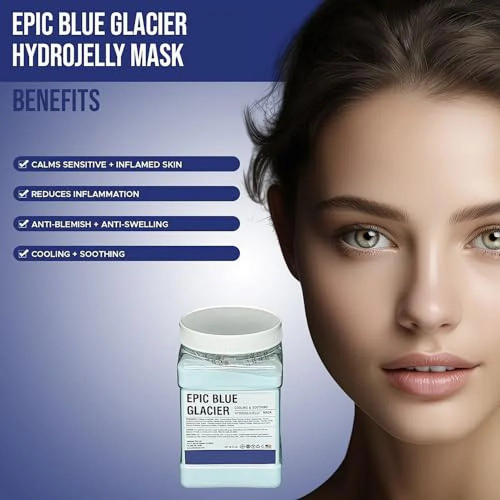 Luminous Skin Lab Epic Blue Glacier Jelly Mask, Professional Pack Peel off Facial Mask - Anti-Aging, Reducing Dark Spot & Natural Skin Treatment - Suitable for All Skin Types | 30 fl oz