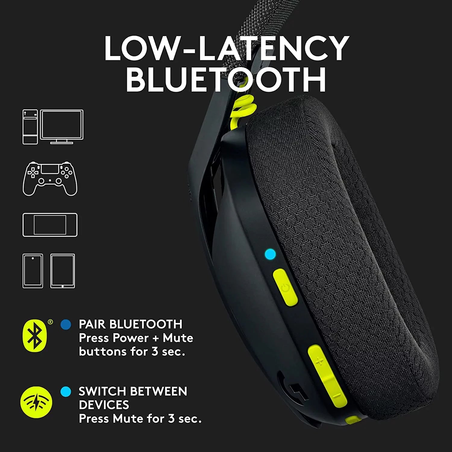 Logitech G435 Lightspeed And Bluetooth Wireless Gaming Headset Lightweight Over-Ear Headphones, Built-In Mics, 18H Battery, Suitable With Dolby Atmos, Pc, Ps4, Ps5, Nintendo Switch, Mobile