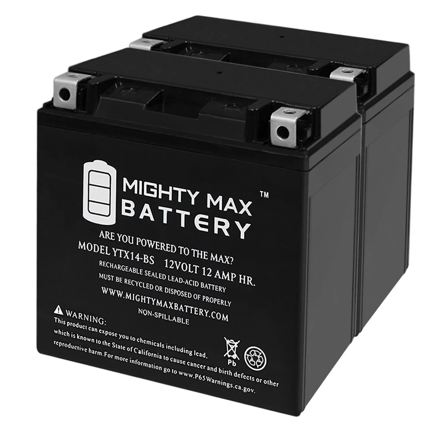 YTX14-BS Battery Replaces BMW F800ST GS, GT, R, ADV 07, 17-18 - 2Pack